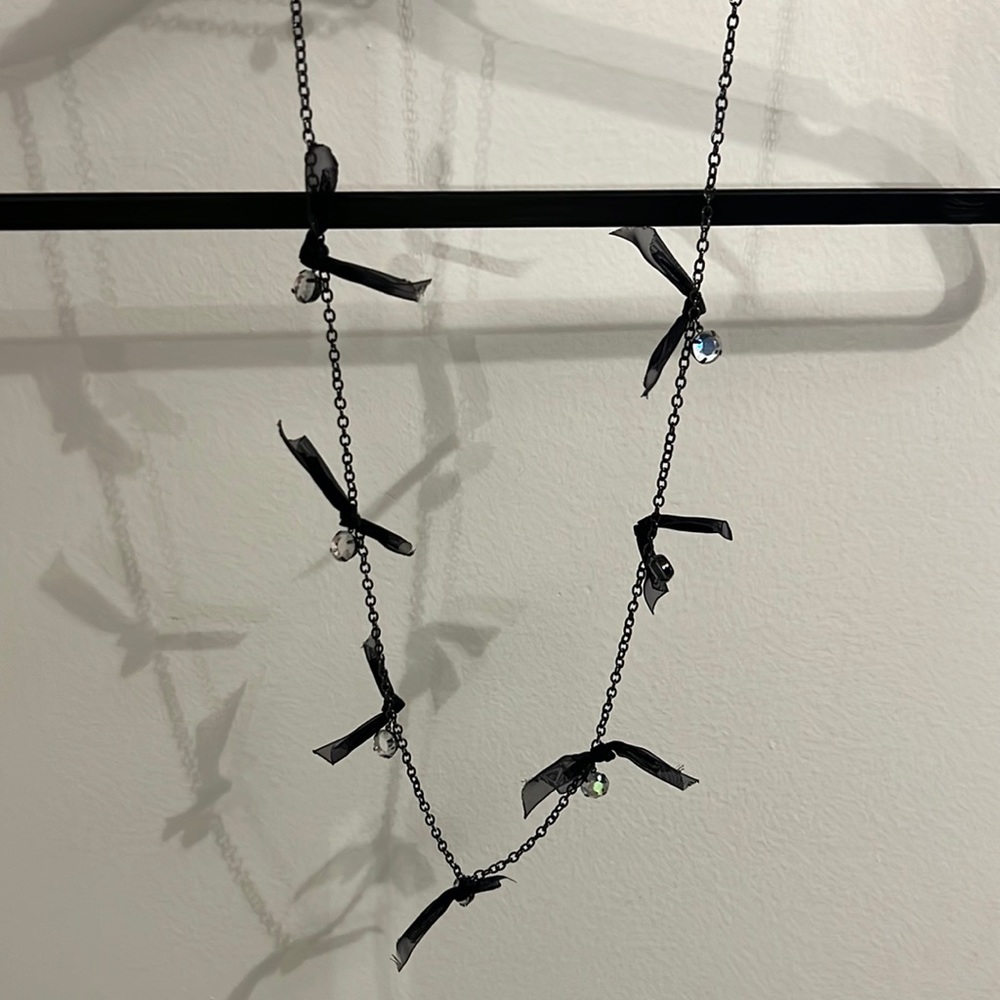 LOFT Bow Rhinestone Long Necklace